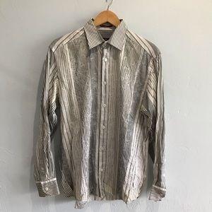 Bugatchi White Long Sleeve Button Up Dress Shirt